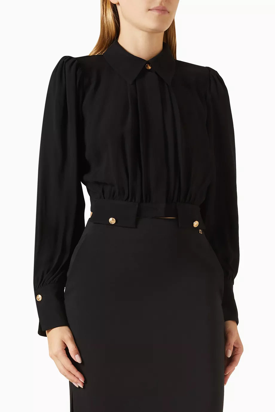Cropped Blouse in Viscose-georgette