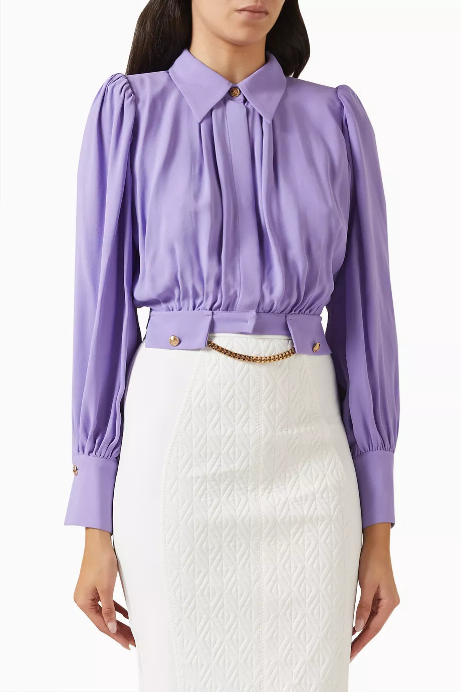 Cropped Blouse in Viscose-georgette