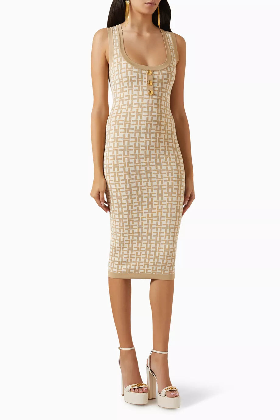 Midi Dress in Jacquard-viscose