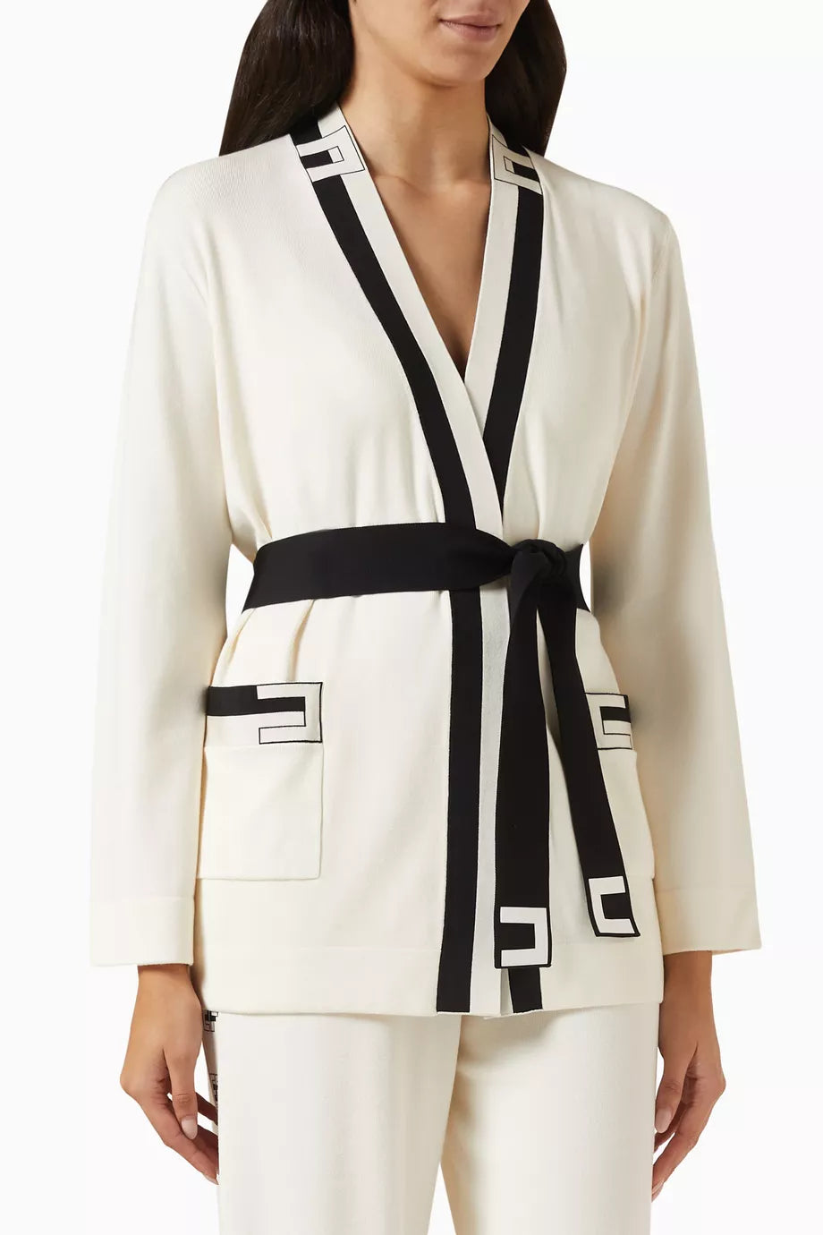 Kimono Cardigan in Jacquard-viscose