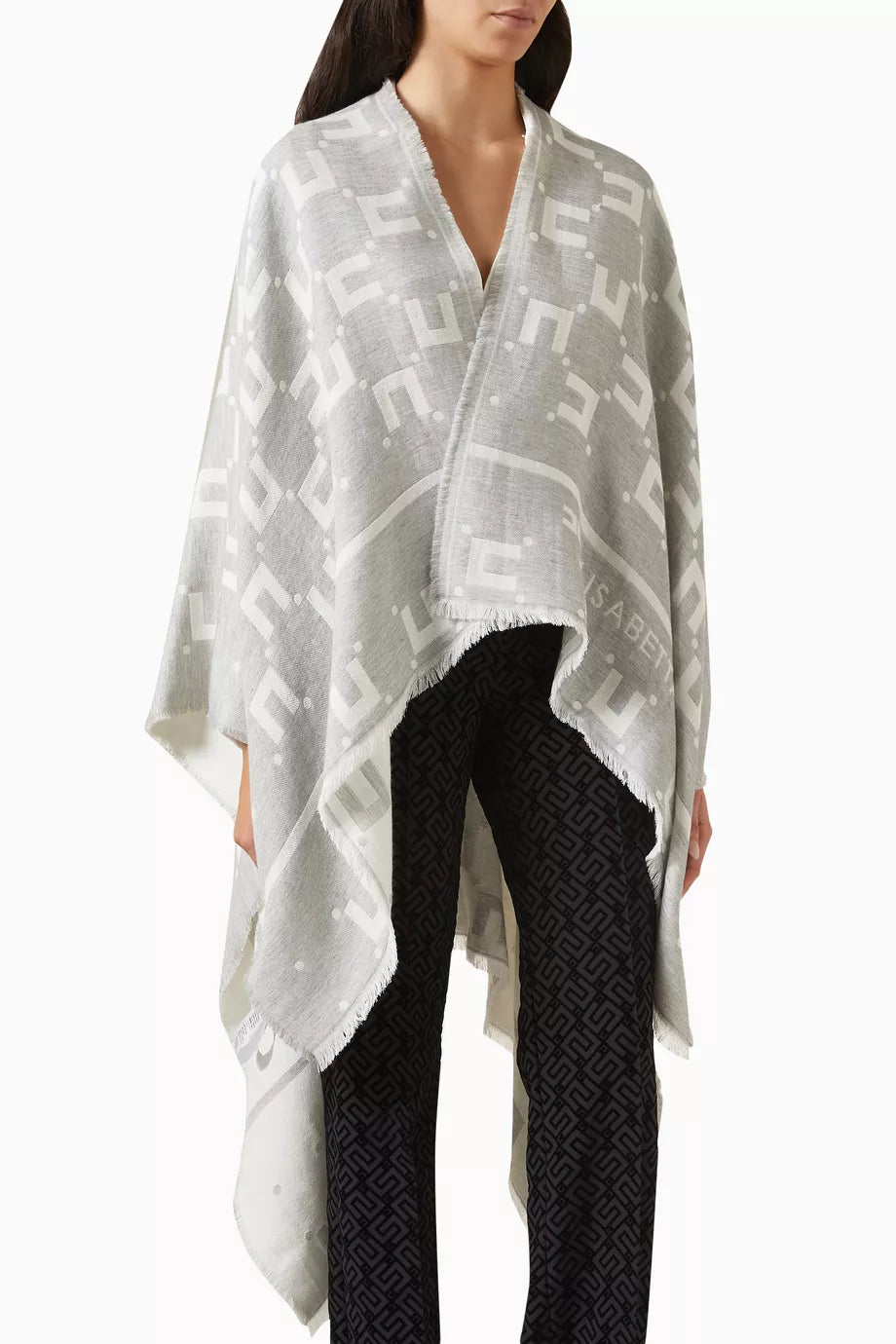 Logo Cape in Jacquard Viscose-wool