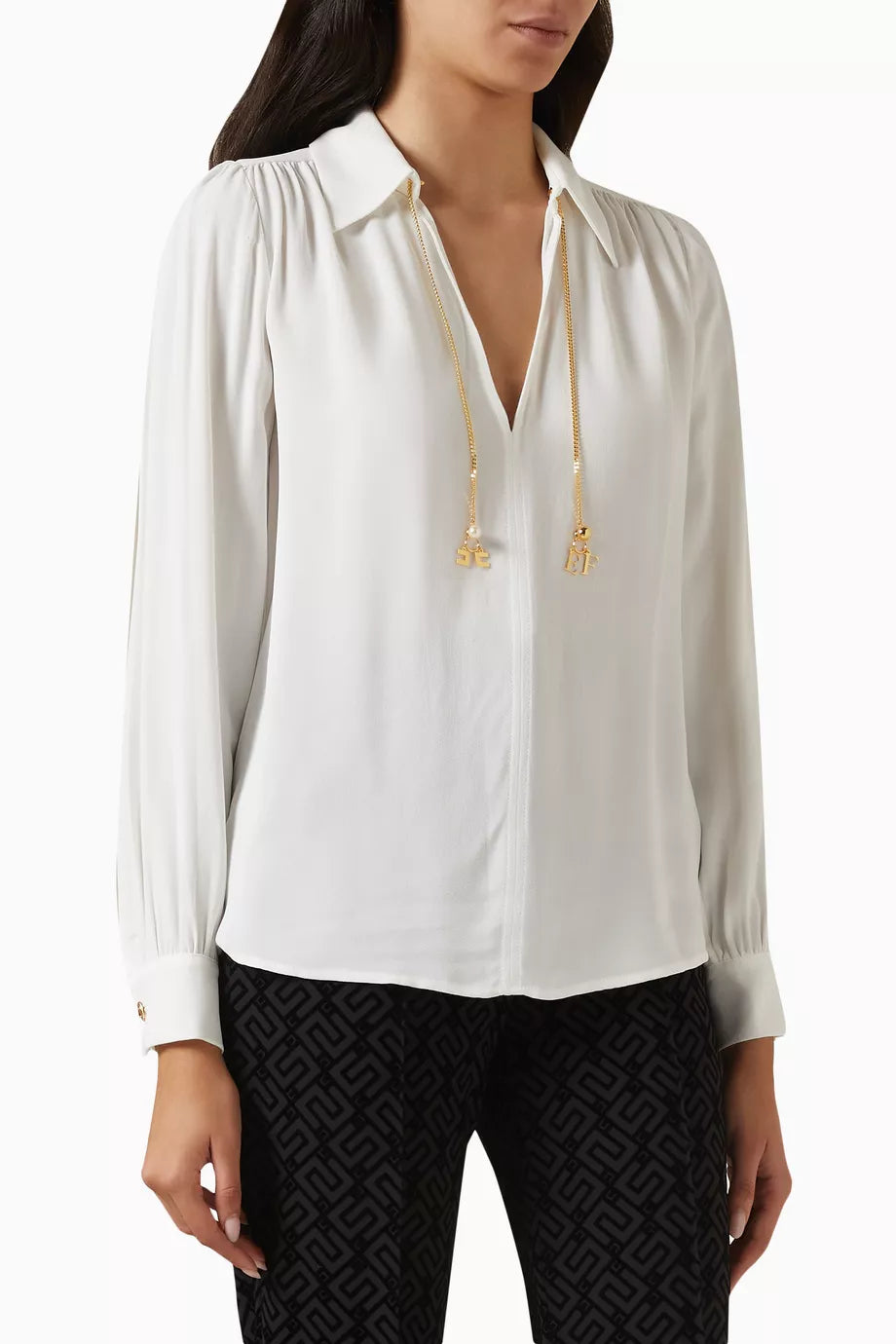 Logo Chain Blouse in Georgette
