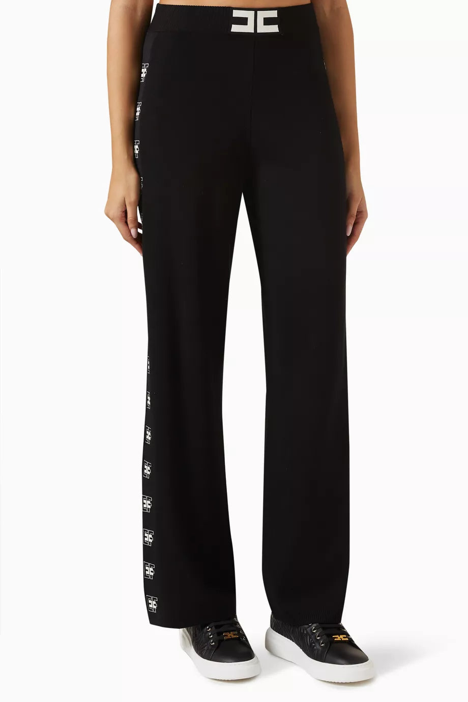 Logo Band Palazzo Pants in Viscose-knit