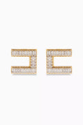 Baguette Rhinestone Stud Earrings in Metal