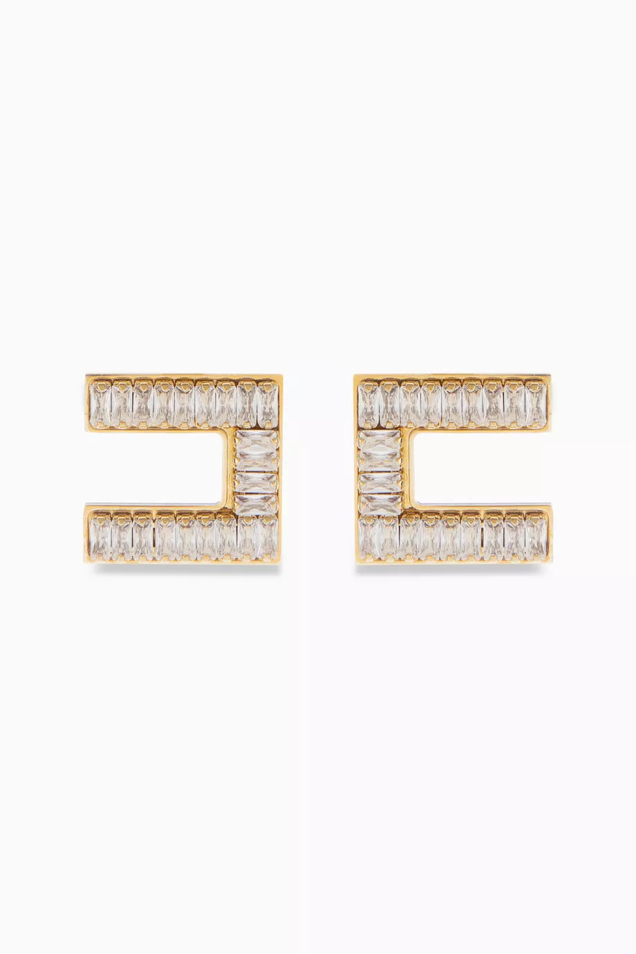 Baguette Rhinestone Stud Earrings in Metal