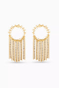 Logo Rhinestone Earrings in Metal