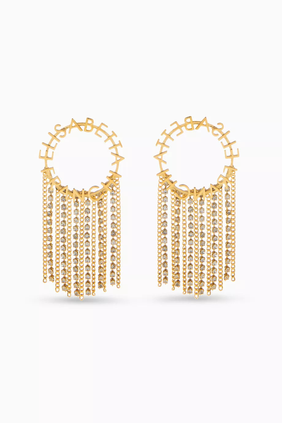 Logo Rhinestone Earrings in Metal