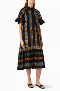 Embroidered Midi Dress in Cotton-blend