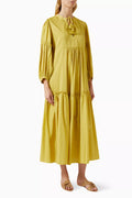 Flared Maxi Dress in Cotton