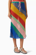 Diagonal Stripes Midi Skirt in Crochet Knit
