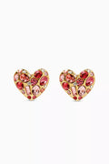 Gemstone Heart Clip-on Earrings in Metal