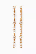 Flower Pearl Champagne Earrings in Metal