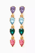 Crystal Tooth Drop Earrings in Metal