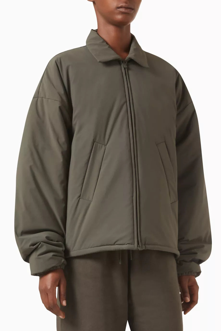 Filled Shirt Jacket in Stretch Woven Nylon