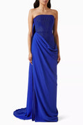Embellished Strapless Draped Dress