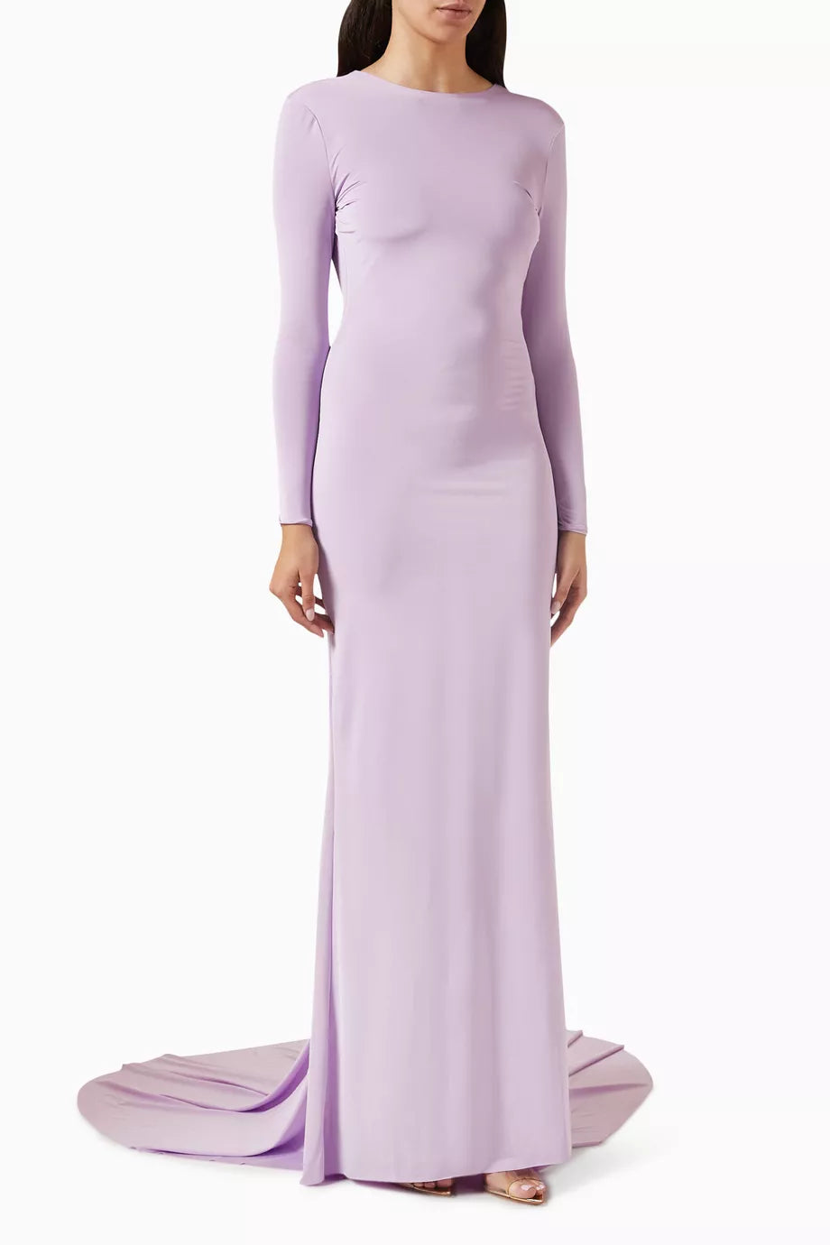 Backless Long-sleeve Dress in Jersey