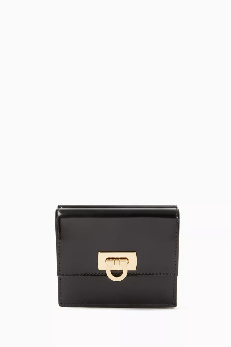 Gancini Compact Wallet in Shiny Leather