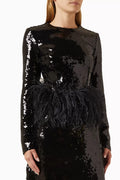 Esma Feather-trim Top in Sequins