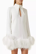 Michelle Feather-trim Mini Dress in Chiffon