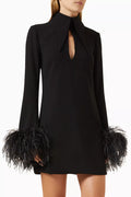 Michelle Feather-trim Mini Dress in Chiffon