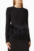Esma Feather-trim Top in Crepe