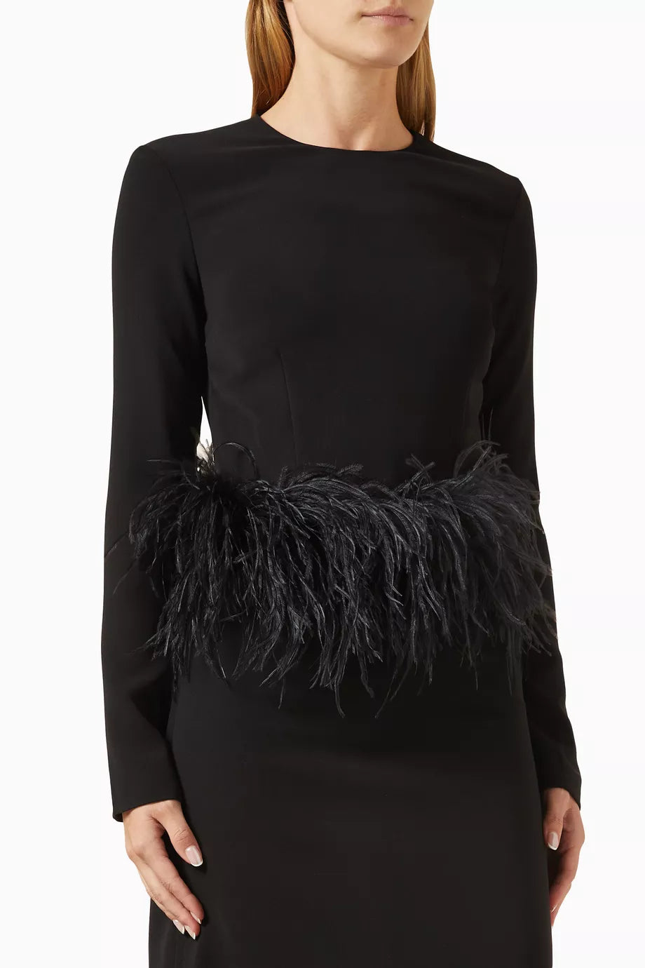 Esma Feather-trim Top in Crepe