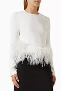 Esma Feather-trim Top in Crepe