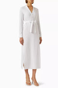 Frieda Belted Shirt Midi Dress in Cotton