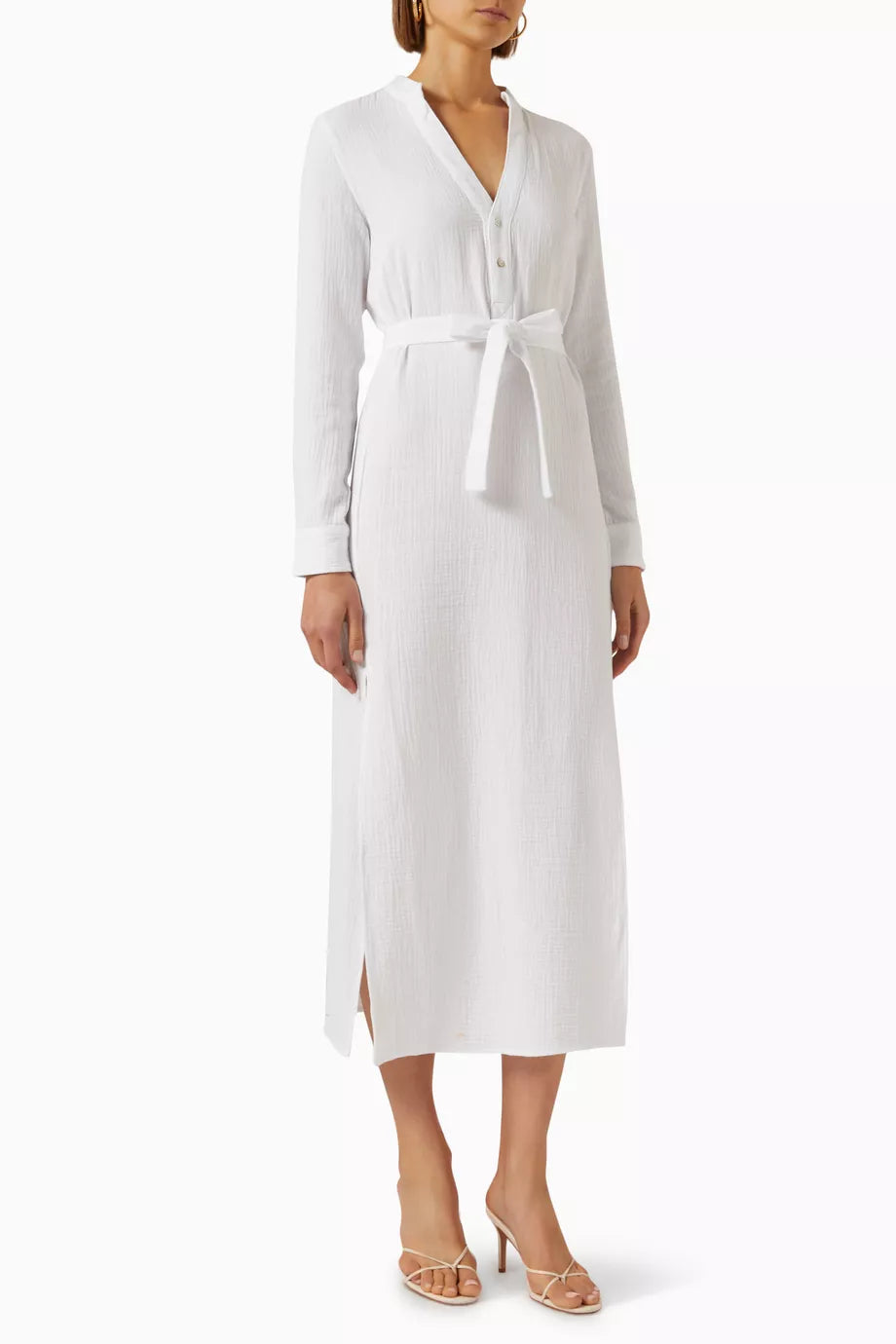 Frieda Belted Shirt Midi Dress in Cotton
