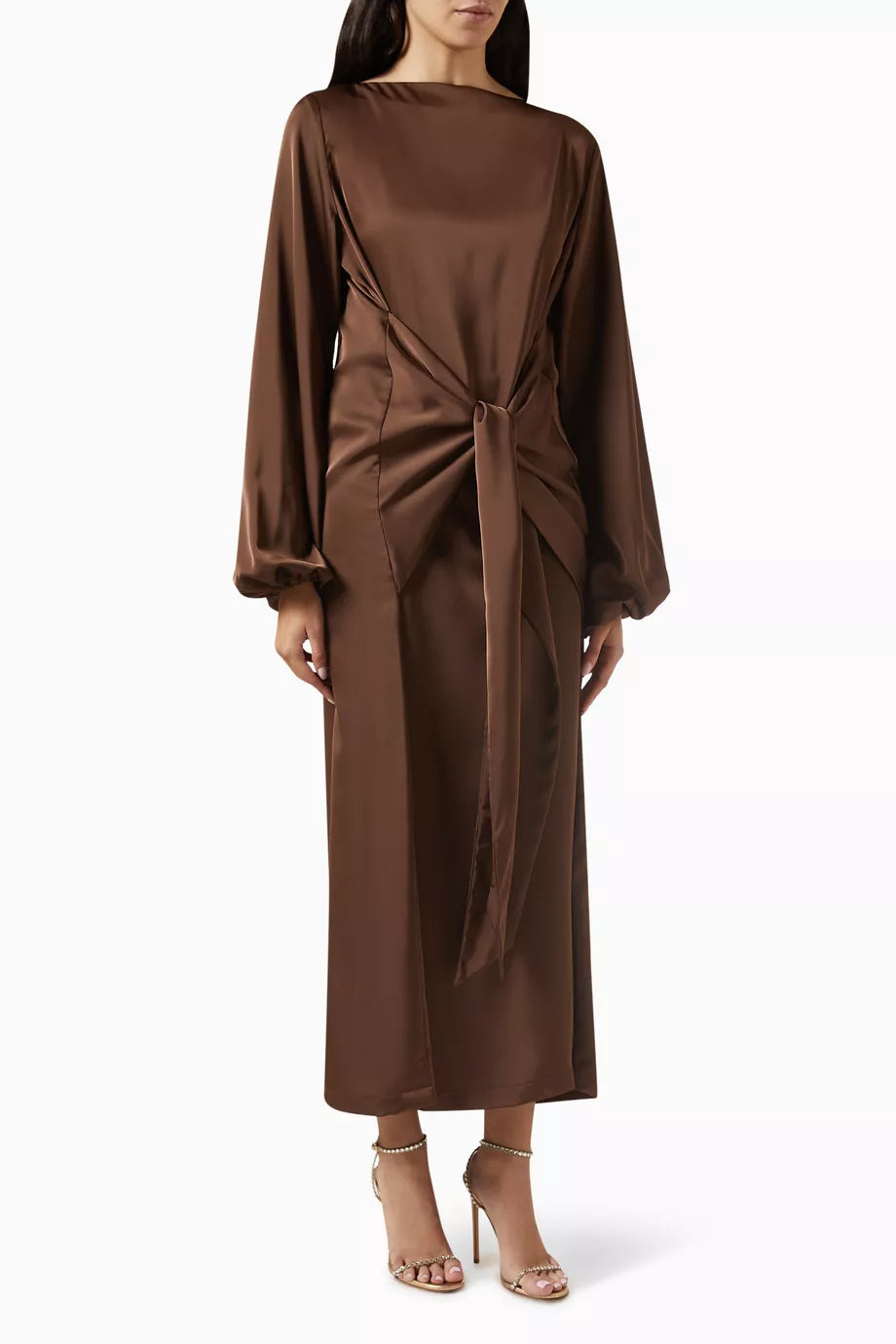 Lania Puff-sleeve Midi Dress