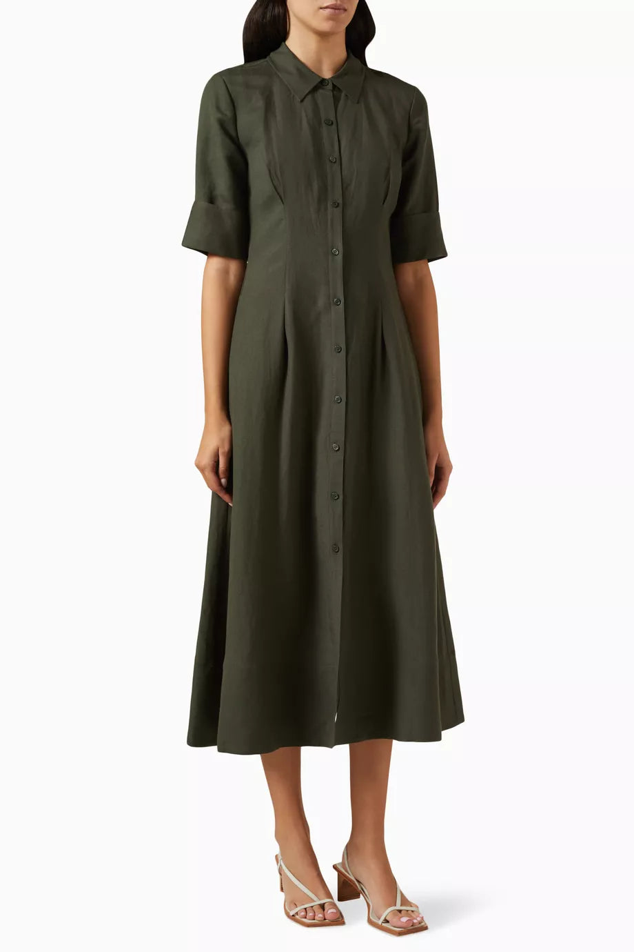 Claudine Shirt Midi Dress in Poplin