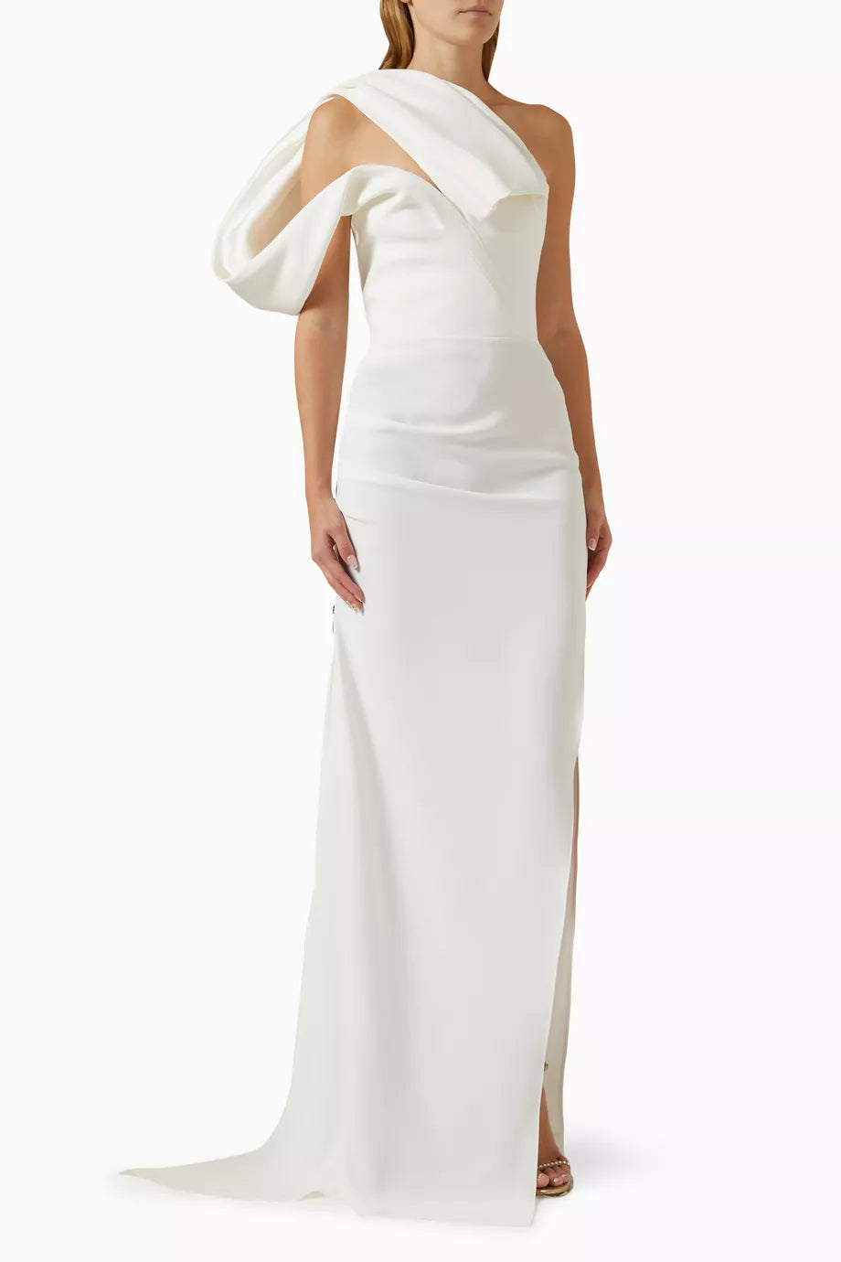 Darkness Ruffled One-shoulder Gown