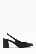 Marcy 65 Crystal-embellished Slingback Pumps in Satin