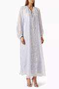 Beaded Lace V-Neck Kaftan in Glittered Organza
