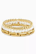 Alexandria Pearl Stretch Bracelet Set in 14kt Gold-plated Brass