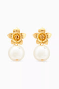 Begonia Pearl Earrings in 14kt Gold-plated Brass