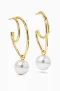 Barcelona Pearl Hoop Earrings in 18kt Gold-plated Brass