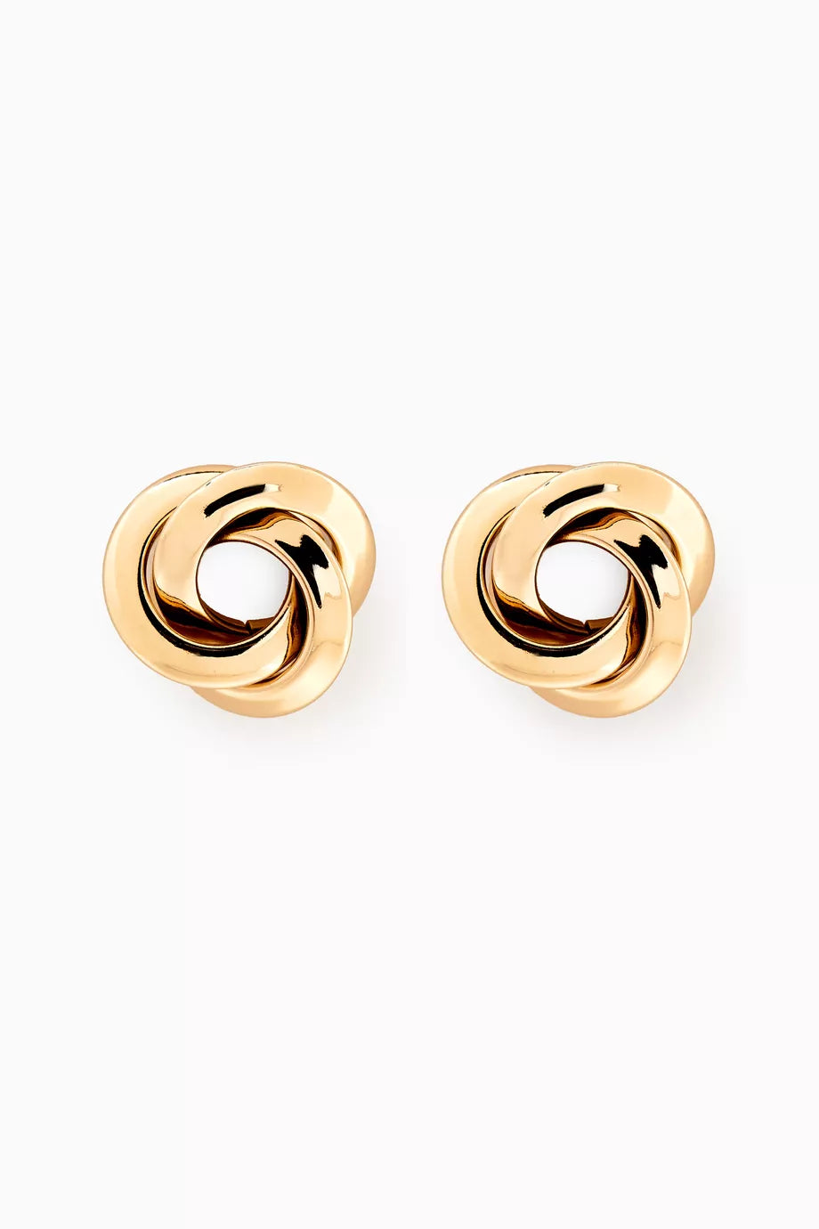 Interlocking Stud Earrings in 14kt Gold-plated Brass
