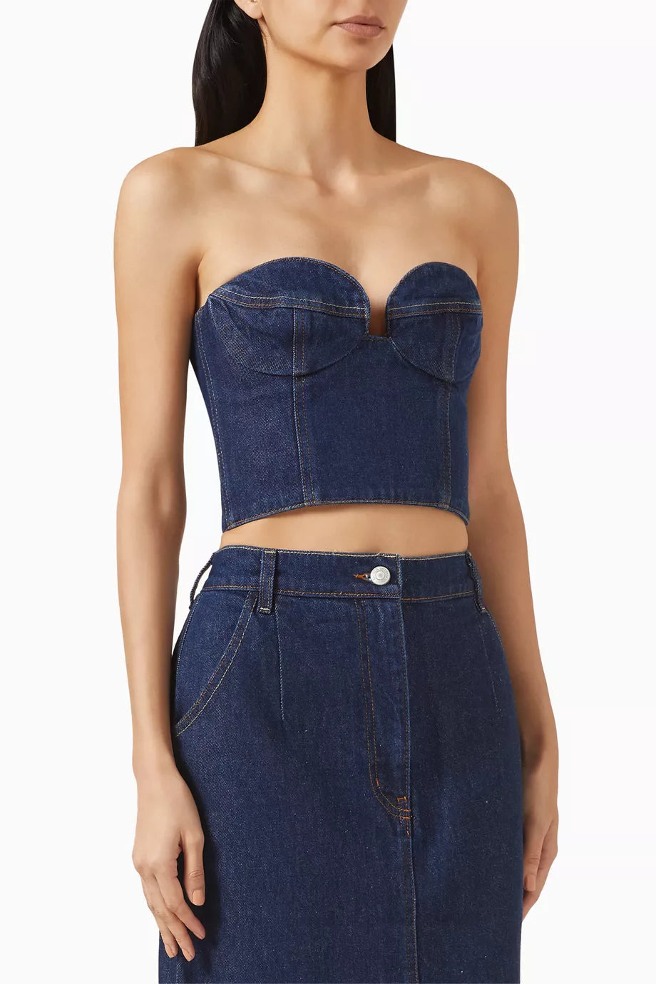 Corset Crop Top in Denim