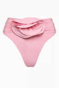 Flower Appliqué Bikini Briefs in Stretch Nylon