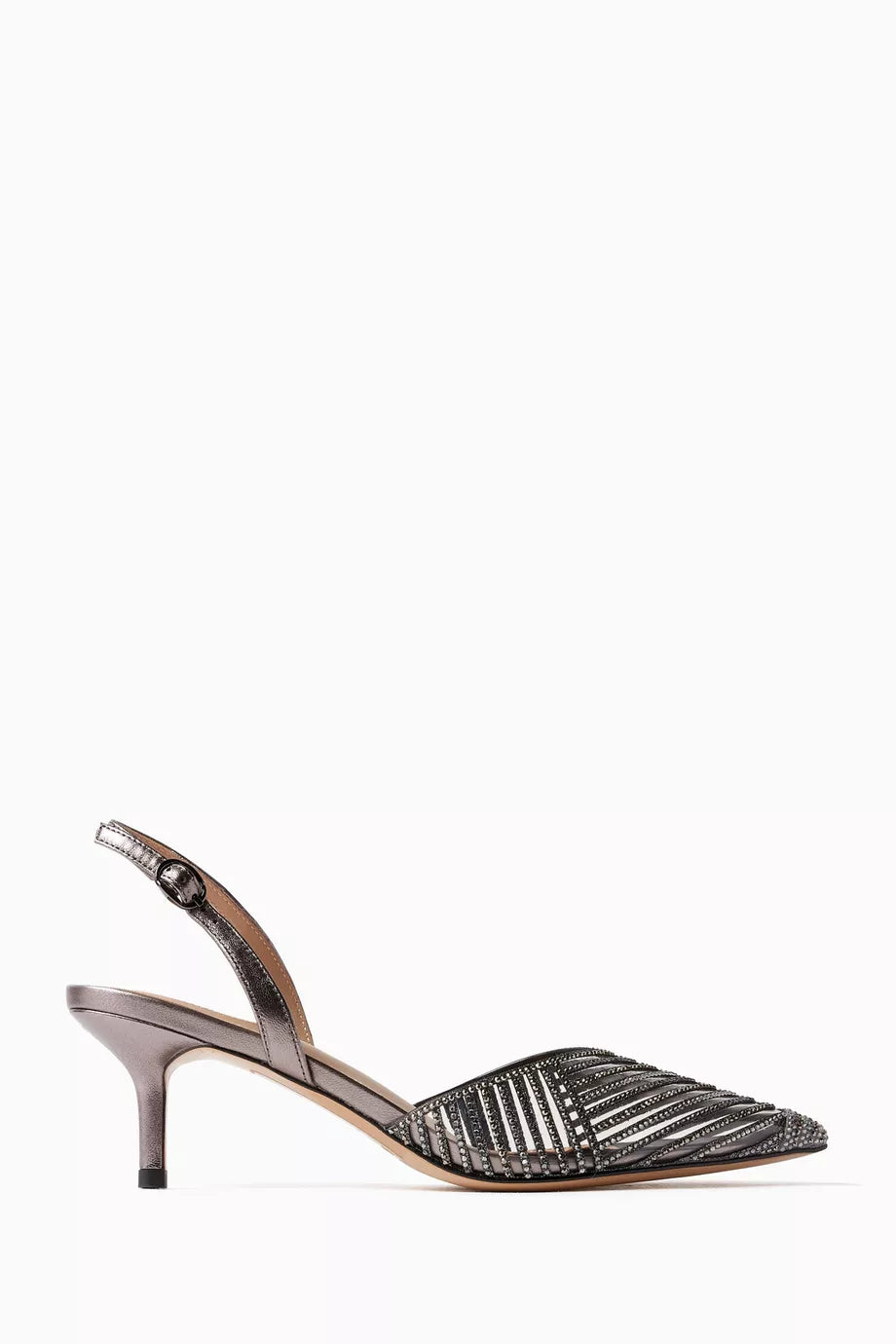 Clivia 50 Crystal Slingback Pumps in Leather