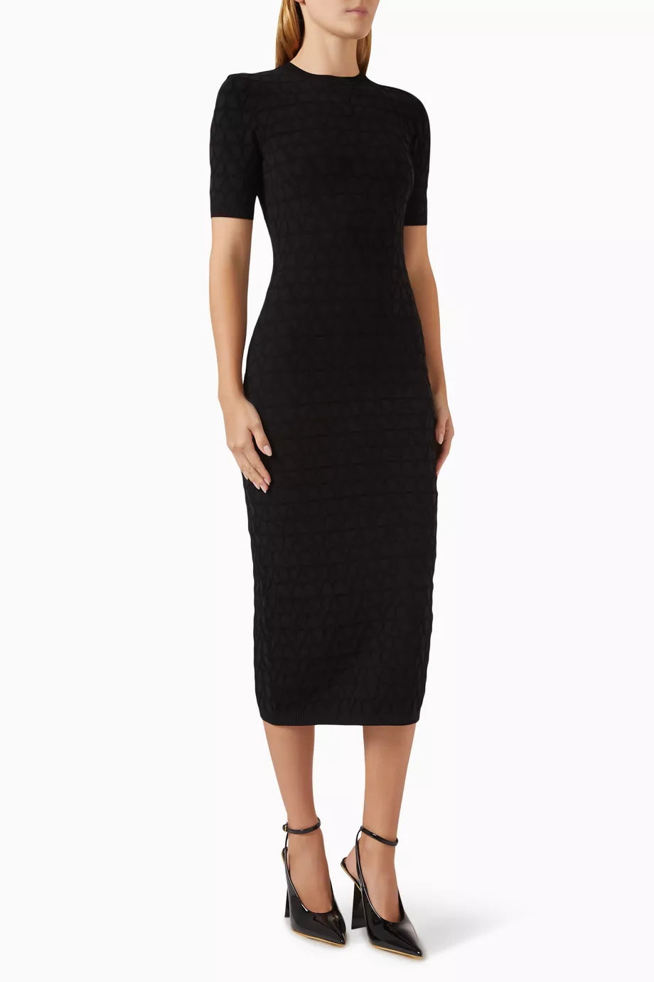Logo Jacquard Midi Dress in Viscose