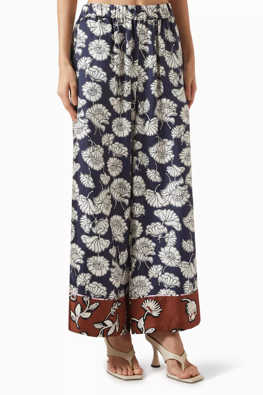 Divo Floral-print Pants in Silk