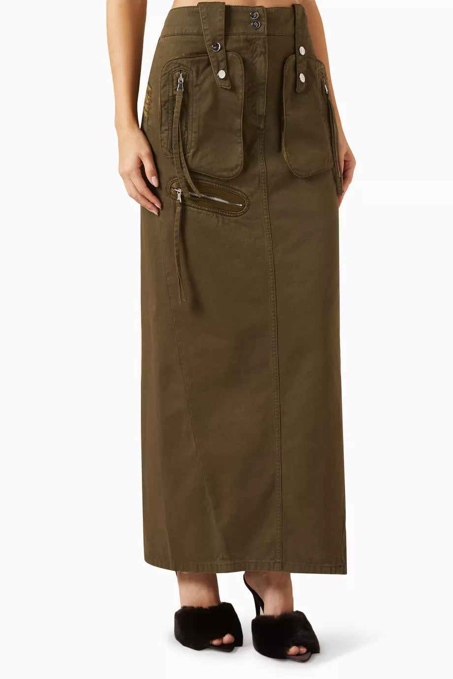 Maxi Cargo Skirt in Denim & Silk