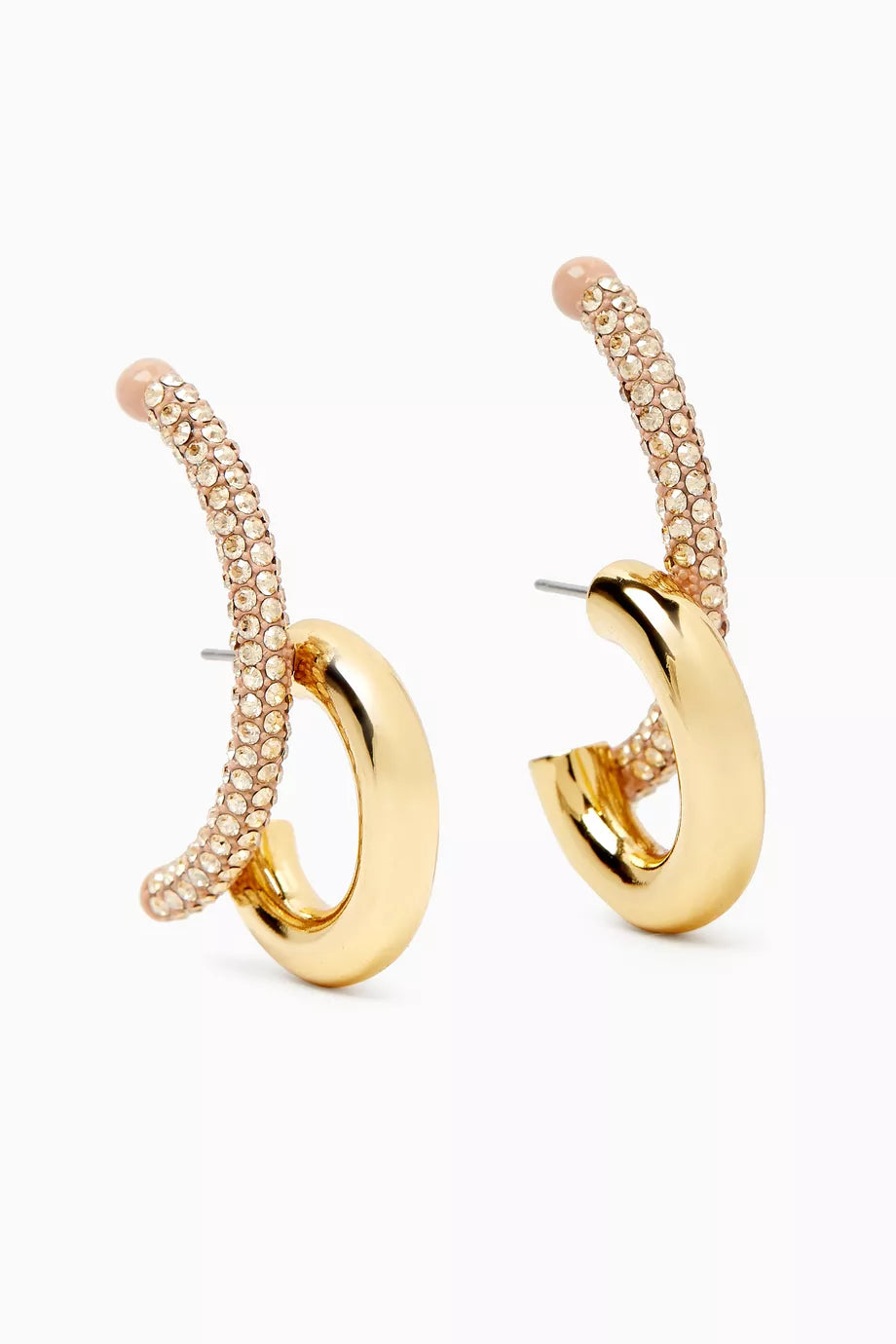 Marisa Pave Hoop Earrings in 12kt Gold-plated Brass