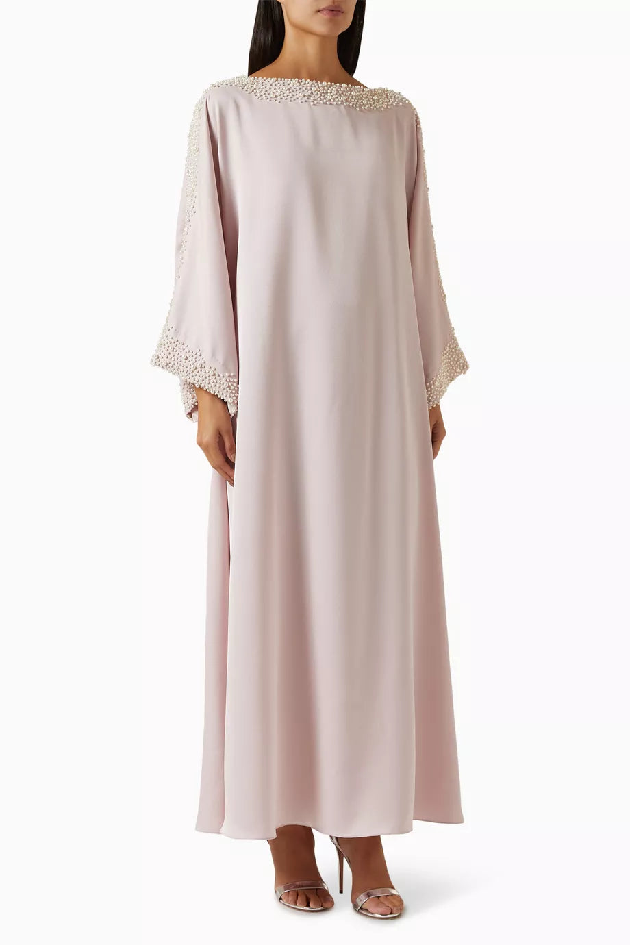 Drops of Snow Embroidered Kaftan in Silk