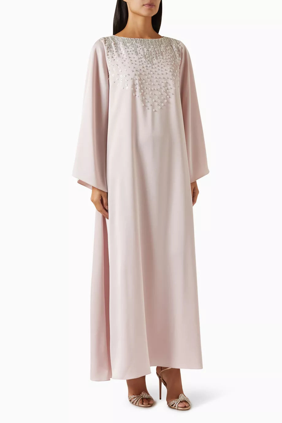 Crystal and Sequin-embellished Kaftan in Crepe