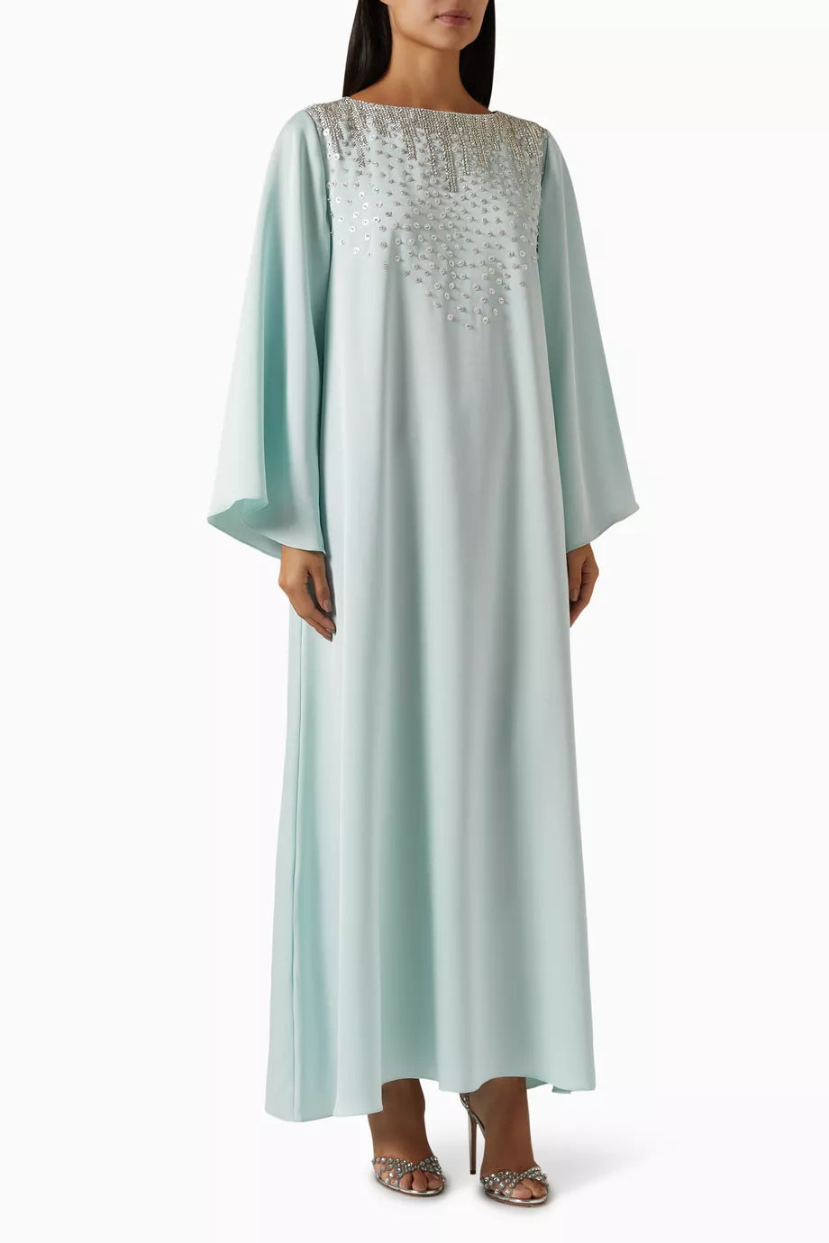 Crystal and Sequin-embellished Kaftan in Crepe