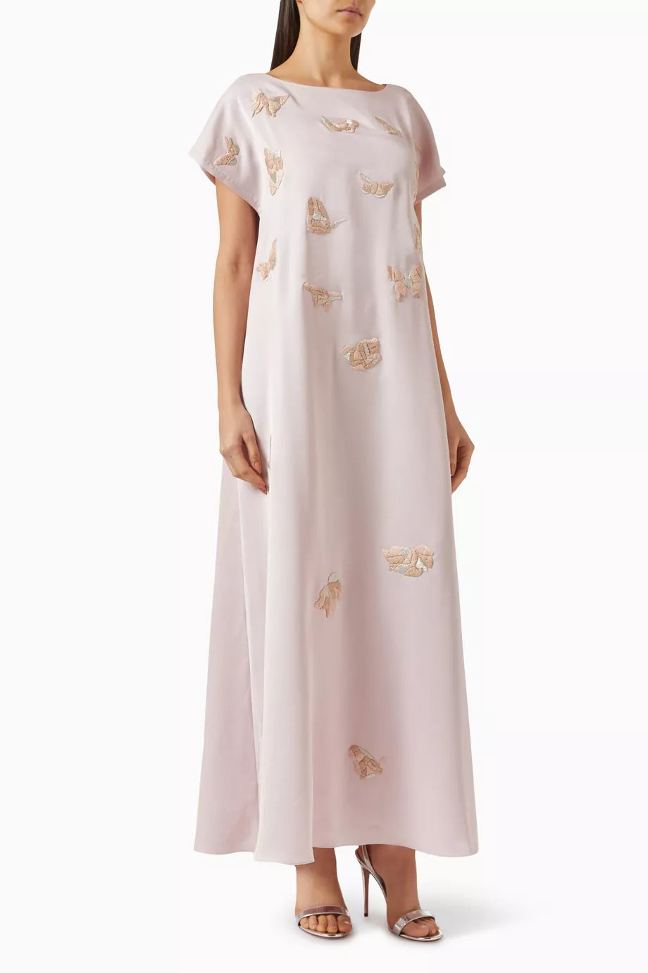 3D Butterfly Embroidered Kaftan in Crepe