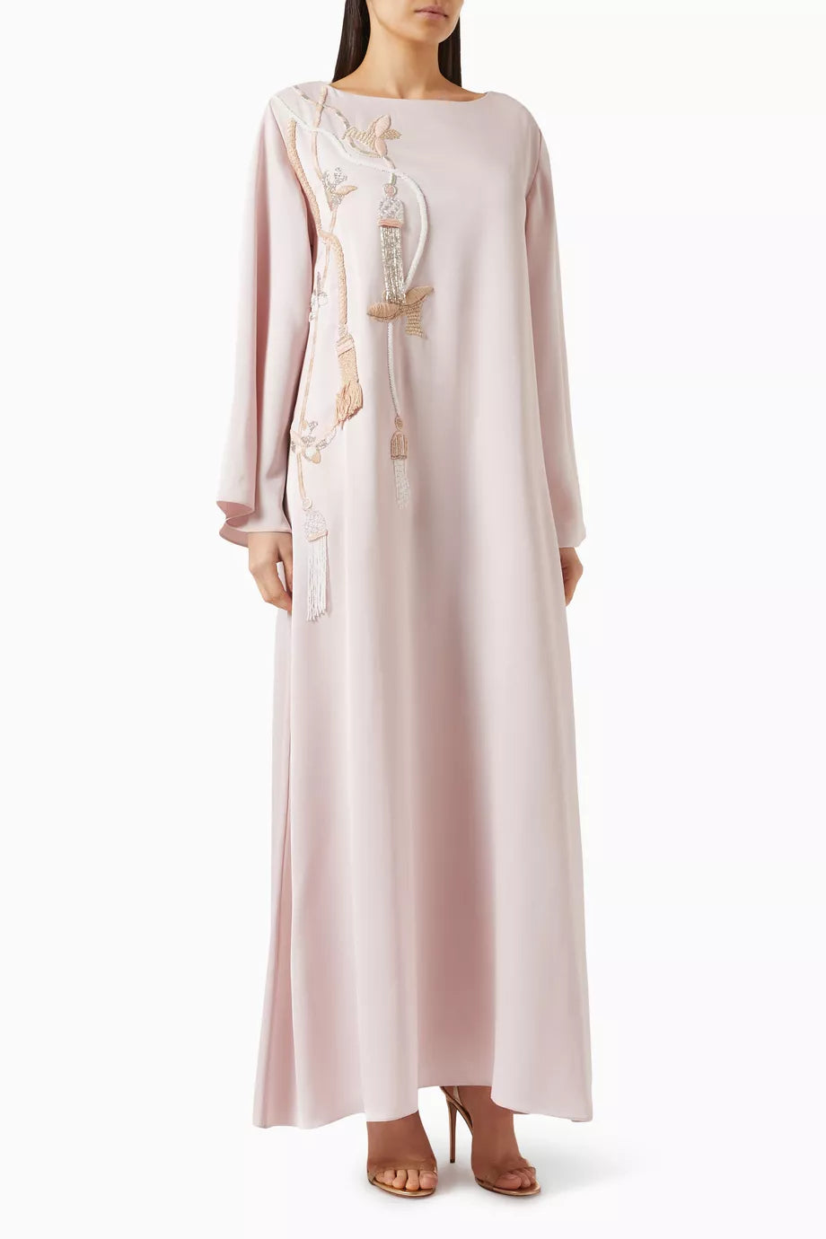 Abstract Embroidered Kaftan in Crepe